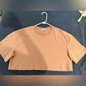 Zara Washed Camel Cropped Tee
